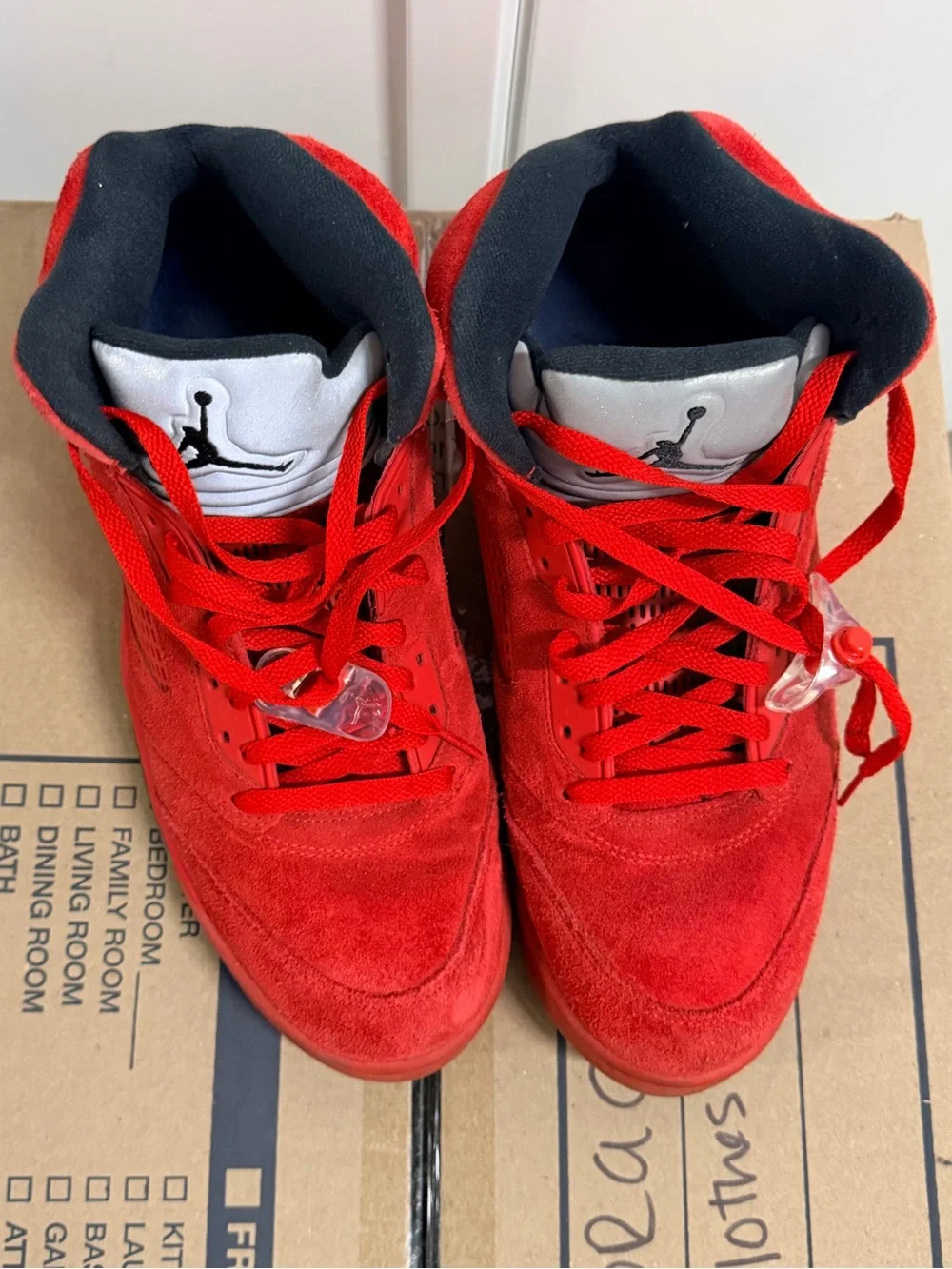 Jordan Men's Red Suede High-Top Sneakers
